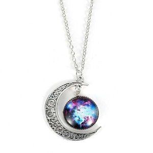 New Multi color or pink Star Sky Round & Moon Pendant Necklace